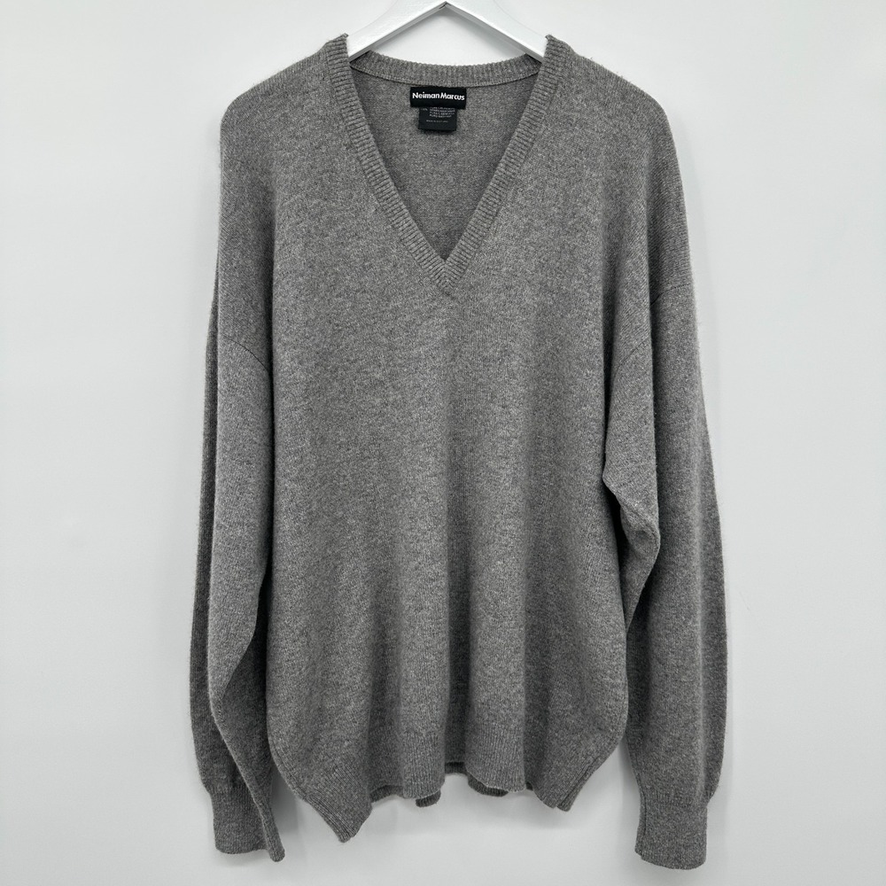 Vintage 80s Neiman Marcus Mens XXL 100% Pure Cashmere Made in Scotland V Neck - Picture 10 of 11